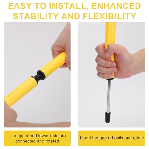 10pcs Soccer Agility Poles, 5ft Adjustable Soccer Poles Soccer Training Equipment Soccer Training Sticks Speed Hurdles for Football Sport Agility Training (Yellow)