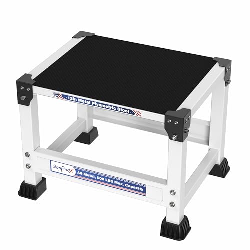 GanFindX Steel Plyo Jump Box, 12/18 Inch, White - size: 12 Inch