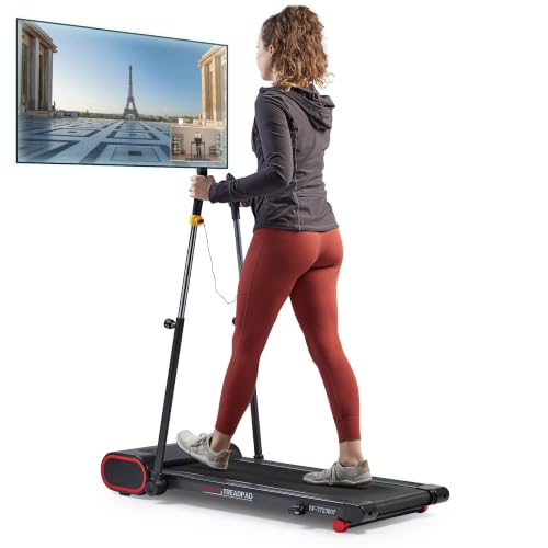 Sunny Health & Fitness Treadpad Slim Walking Pad Treadmill with Handlebars