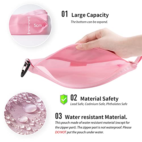 pack all 3 Pcs Water-Resistant Zipper Pouch, Mesh Zipper Bag - color: Pink, size: Set