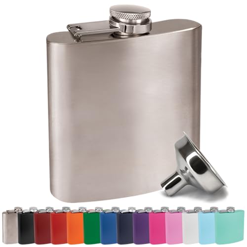 Clear Water Home Goods 6 oz Hip Flask w/Funnel, Stainless Steel - color: Stainless Steel Flask