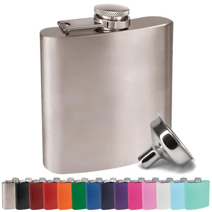 Clear Water Home Goods 6 oz Hip Flask w/Funnel, Stainless Steel - color: Stainless Steel Flask