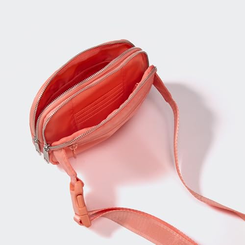 Pander Nylon Fanny Pack Belt Bag for Women with 5 Zipper Pockets - color: Dark Salmon