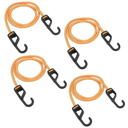 DEWALT 48" Premium Round Bungee Cords, Interlocking Quick-Pull Notch, 4-PK - size: 48"