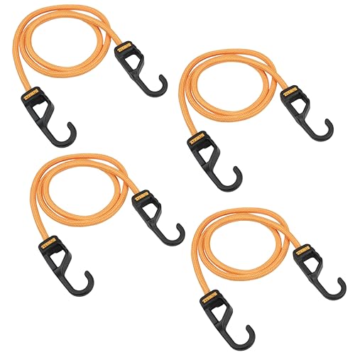 DEWALT 48" Premium Round Bungee Cords, Interlocking Quick-Pull Notch, 4-PK - size: 48"
