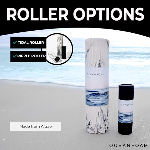 Oceanfoam Tidal Roller - Miami Blue - Muscle Massage Foam Roller for Back Pain & Stretching - Firm and Ergonomic Wide Wave Textured - Yoga, Athletics, & Wellness - Full Size, 20" x 5" - color: Miami Blue