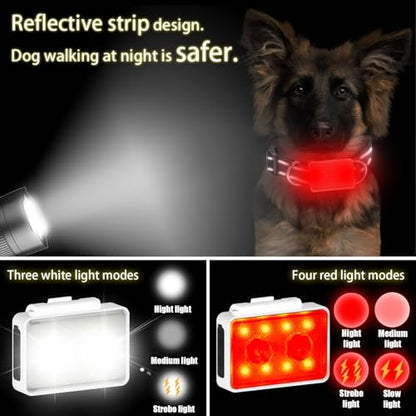 Rechargeable Dog Collar Lights, SUPPENGUIN 3+4 Modes Dog Lights Clip on for Night Walking, Night time, Portable, IP44 Waterproof (White, 2 Pack) - color: White