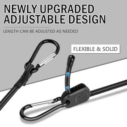 Adjustable Bungee Cords with Hooks 24 Inch, 8 Pcs Adjust from 7" to 24" Carabiner Bungee Cords Heavy Duty Outdoor for Camping, Cargo, Bike,Tarps, Tents, Bike, Luggage, Boats,etc - size: 24 inches