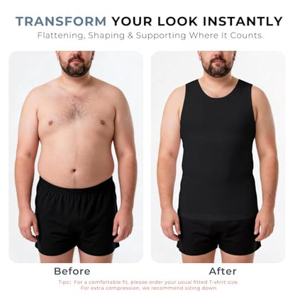 Sleeveless Compression Shirt Men Slimming Body Shaper Vest Mens Compression Tank Top Undershirt Shapewear Tummy Control - color: Black, size: XX-Large