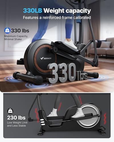 Merach Elliptical Machine, Elliptical Exercise Machine for Home with Hyper-Quiet Magnetic Drive System, Elliptical Training Machines with16.5-19IN Stride, Automatic Resistance, 400lbs Capacity - style: 16.5IN Stride Smart Self-powered