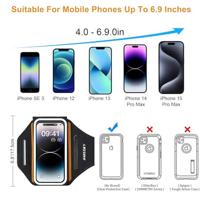 Running Phone Armband with Earphone Holder 3D Design for 7.0" Phones - color: Black (Up to 7.0'')