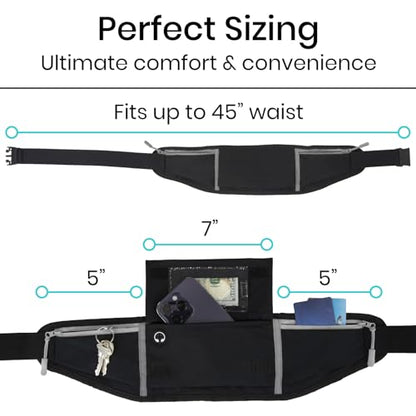 Vive Running Belt Fanny Pack for Women, Men, Kids, Adults, Jogging - color: Gray