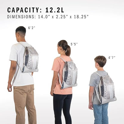 adidas Alliance Sackpack – Drawstring Backpack for Sports, Small Gym Bag, Jersey Onix Grey/Rose Gold/2, OSFA - color: Jersey Onix Grey/Rose Gold/2