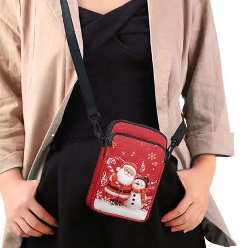 Hawaiian Tribal Small Crossbody Bags for Women Cell Phone Bag Purse, Sea Turtle Zipper Sling Purses Shoulder Bag - color: Music Snowman Santa Claus