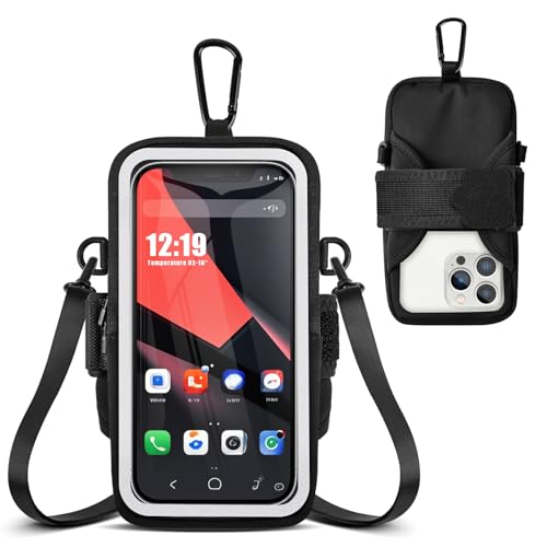Phone Holder for Running, Walking & Workout, Cell Phone Armband with Carabiner, Clear Crossbody Phone Pouch Purse with Adjustable Lanyard for iPhone and Android - Suitable for Women and Men