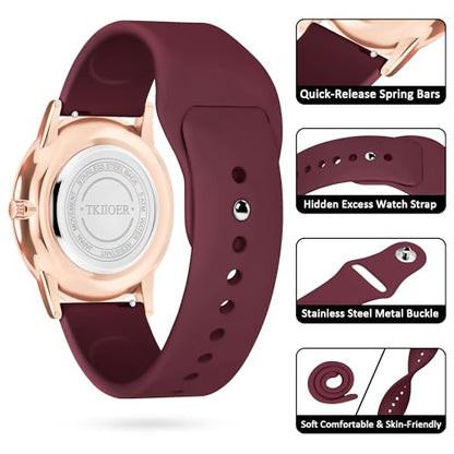 TKIIOER Nurse Watch for Nurse Medical Professionals Students Women Men, 50M Waterproof 12/24 Hour Military Time Luminous Easy Read Dial, Second Hand Watch for Nursing - color: Rose Wine Red