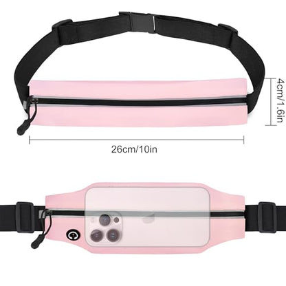 Running Belt Fanny Pack Men and Women Slim Running Bag Money Belt - color: Peach