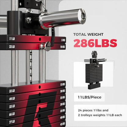 RitFit M1 Pro Smith Machine Cable Crossover Power Cage Home Gym - color: BLACK, size: M1 PRO (With Weight Stack)