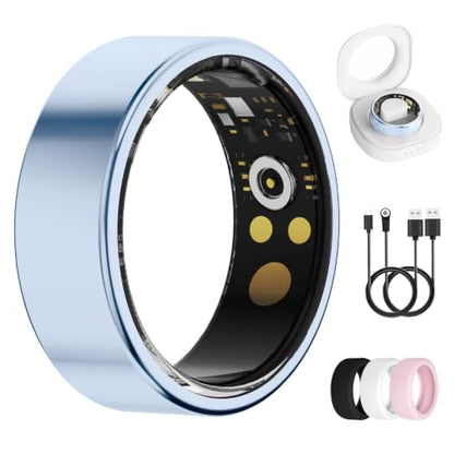 Smart Ring for Women & Men, Health Tracker Ring, Fitness Tracker Ring - color: Blue, size: 8#