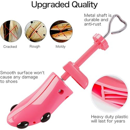 LANNEY Shoe Stretcher for Women & Men Wide Feet - Premium Shoe Expander Widener Stretch Length Width - color: Pink, size: 5.5-10 women