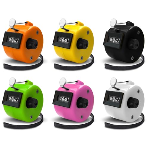 6 Pack Clicker Counter, Hand Tally Counters, 4 Digit Display Clicker - color: Candy Color