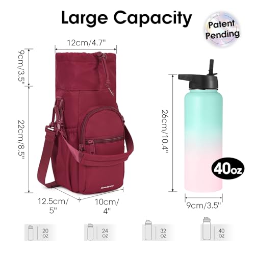 sportsnew 40oz Crossbody Water Bottle Bag for Gym Hiking - color: Red