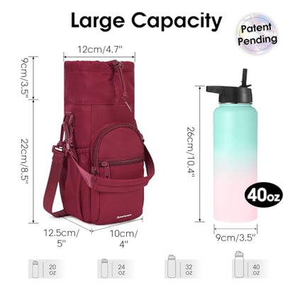 sportsnew 40oz Crossbody Water Bottle Bag for Gym Hiking - color: Red