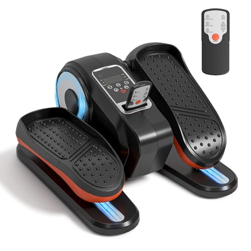 SogesPower Under Desk Elliptical Exercise Machine, Ellipse Leg Exerciser for Seniors with 12 Adjustable Speeds, Electric Seated Pedal Exerciser for Home with Remote Control - style: Black&Orange