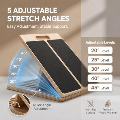 Wooden Slant Board for Calf Stretching, Adjustable Stretch Board