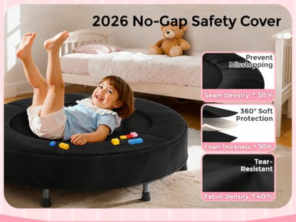 BCAN SP1 36'' Kids Toddler Trampoline Indoor, Foam Handle | FED Fitness - color: Black-Classic