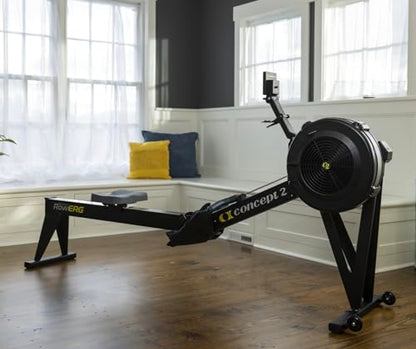 Concept2 RowErg Model E Indoor Rowing Machine with Tall Legs - PM5 Monitor, Device Holder, Adjustable Air Resistance, Easy Storage with FitXion Seat Cushion