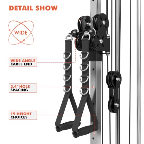 Mikolo Wall Mount Cable Station, Cable Crossover Machine with Dual Pulley System and 19/27 Adjustable Positions for Home Gym Fitness Equipment - color: BLACK, size: G3 Cable Machine