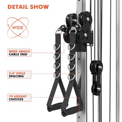 Mikolo Wall Mount Cable Station, Cable Crossover Machine with Dual Pulley System and 19/27 Adjustable Positions for Home Gym Fitness Equipment - color: BLACK, size: G3 Cable Machine