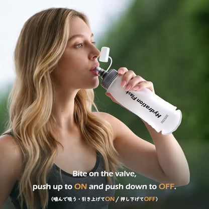 TRIWONDER TPU Collapsible Flask BPA-Free Soft Folding Water Bottles for Hydration Pack - Ideal for Running Hiking Cycling Climbing (500ml/16.9oz - White) - color: 500ml/16.9oz - Y - White