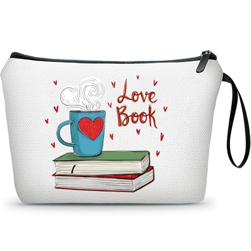 Book Reading Library Gifts for Women Librarian Reader Makeup Cosmetic Bag - color: heart read