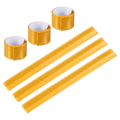 PATIKIL Reflective Slap Bands, Reflector Band Snap Bracelet Armbands High Visibility Safety Reflectors Wrist Strap Strips for Night Jogging Cycling Running - color: Gold