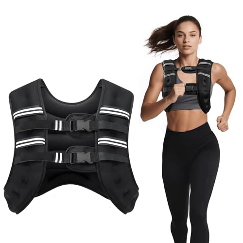 Ragebby Weighted Vest, 6lb/8lb/12lb/16lb/20lb/30lb for Men, Women with Reflective Stripe, Weight Vests Adjustable for Workout, Strength Training, Running, Fitness, Muscle Building, Weight Loss clearance - color: Black, size: 10LB