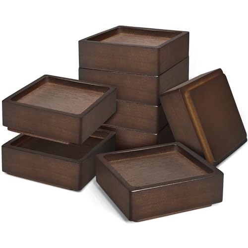 Wood Bed Risers, Heavy Duty Wood Blocks, 1 inch Stackable to 2 inch 3 inch 4 inch High, Furniture Risers for Couch Sofa Cabinet Ottoman End Table (8pcs Square) - color: 8pcs Square
