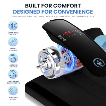 Under Desk Elliptical Machine, Electric Leg Exerciser for Seniors & Adults, Quiet Portable Seated Pedal Exerciser with Remote Control, LCD Display, 12 Speed Auto & Manual Modes - color: black
