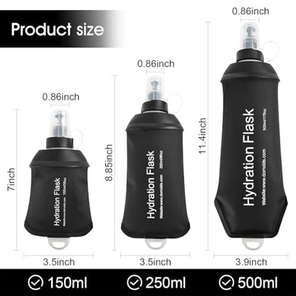 WILDREEDS 150ml Soft Flask, TPU Collapsible Soft Water Bottle for Hydration Pack, Running Vest, Folding Water Bottle for Hiking Cycling Climbing-1Pcs, Black - color: 150ml Black