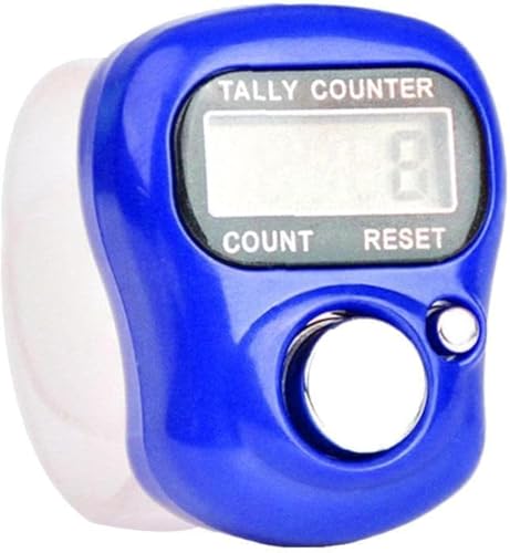 Blue Electronic Finger Counter Display Counter Clicker LED Digital Row Counter, Handheld Number Click Counter, Electronic Finger Counter Hand Tally Counter with Ring for Golf Field Lap Counters