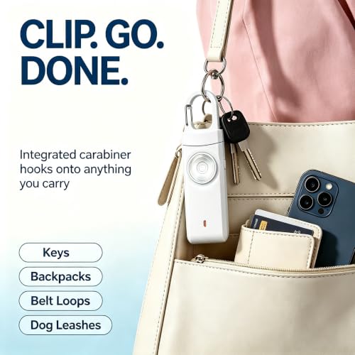 Personal Alarm Keychain 130dB Loud Siren, USB-C Safety Alarm with LED Flashlight & Strobe Light, Emergency Panic Button for Women, Elderly, Seniors, Night Running, Outdoor Travel (White) - color: White
