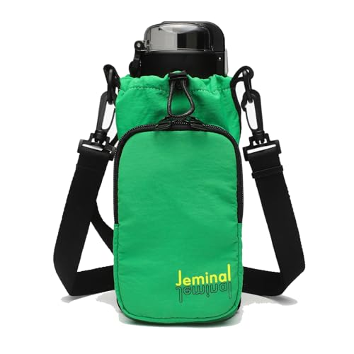 JEMINAL Water Bottle Sling Crossbody Bag with Strap, Small Cross Body Sling with Pockets for 20-40 oz Water Bottle, Keys, Cash, Phone - color: Green