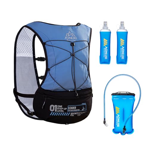 BlueField Running Hydration Backpack Vest for Women and Men 5L Lightweight Trail Runing Hydration Vest Pack Backpack for Running, Cycling, Climb - color: Blue with 2*500ML+1.5L