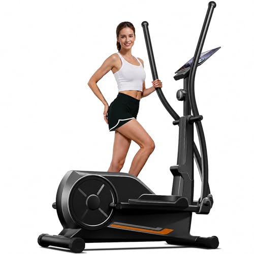 CURSOR Elliptical Exercise Machine, Elliptical Machine for Home with Hyper-Quiet Magnetic Driving System,8&16 Levels Resistance,Compact Elliptical with 12IN Stride,LCD Monitor,350LBS Weight Capacity - size: ET30 Pro-14 inch Stride
