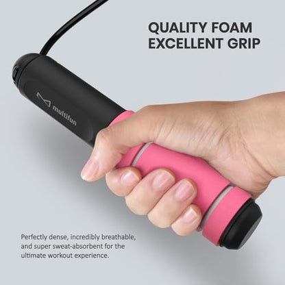 multifun Digital Jump Rope with Smart Counter & Timer - Adjustable Speed Skipping Rope for Fitness, Weight Loss, Boxing, MMA - Tangle-Free Ball Bearings & Anti-Slip Handles for Men, Women, Kids.(2026 New Evolution for 3second Rope Swap) - color: Pink