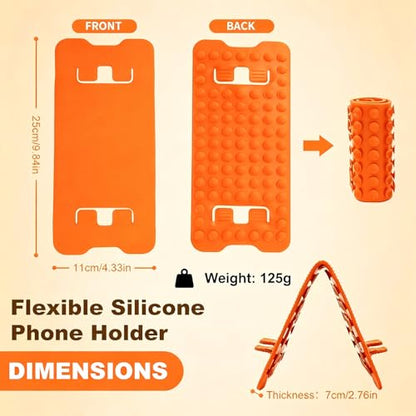 Foldable Silicone Phone Holder, 2026 New Portable Foldable Double-Sided Usable Silicone Phone Holder, Multi-Position Adjustable Non-Slip Mobile Phone Mount Suitable for Tablets, Treadmills, Desks