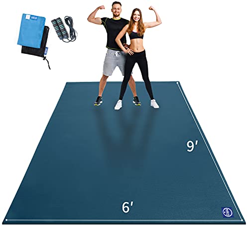 MRO Extra Large Exercise Mat 15'x6'/12'x6'/9'x6'(7mm) - color: blue, size: 6*9 FT