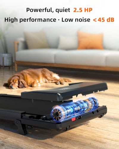 DeerRun Under Desk Walking Pad Treadmill for Home Office & Small Spaces, 6% Manual Incline, 0.6–3.8 MPH Walking Speed, 2.5 HP, 300 lb Capacity, App & Remote Control - color: Deep Black
