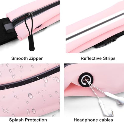 Running Belt Fanny Pack Men and Women Slim Running Bag Money Belt - color: Peach